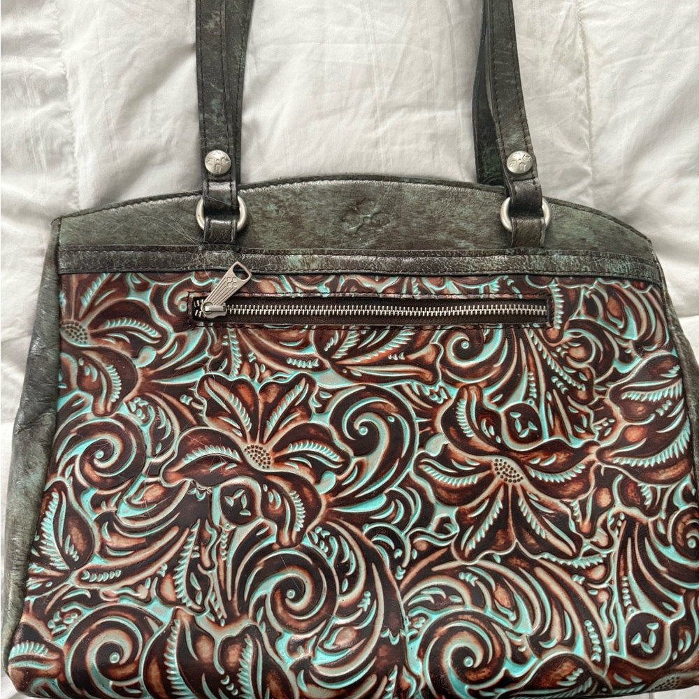 Patricia Nash Brown and Green Paisley Tote